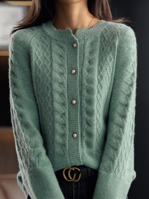 Charity Cardigan | Stand Collar Jacquard Knit Cardigan
