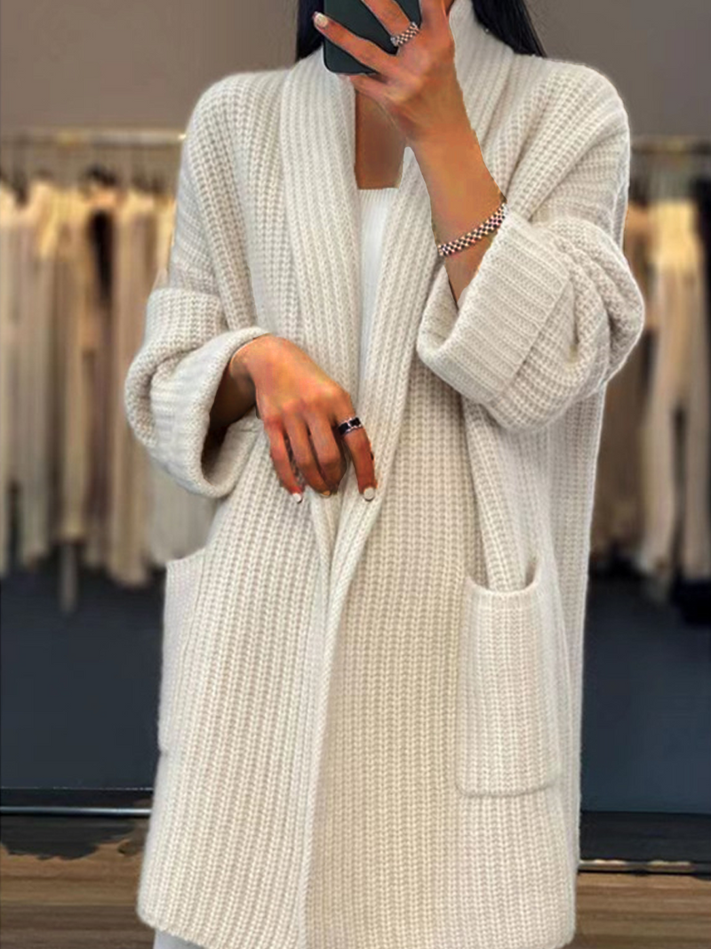 Charmaine Cardigan | Solid Color V-Neck Pocket Knitted Cardigan, Simple and Versatile