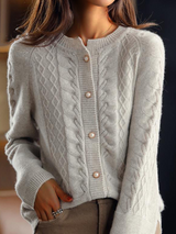 Charity Cardigan | Stand Collar Jacquard Knit Cardigan