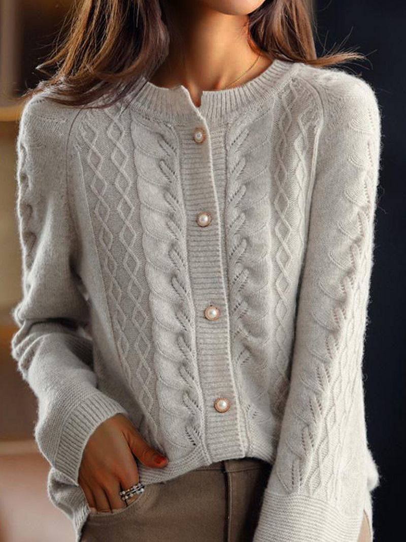 Charity Cardigan | Stand Collar Jacquard Knit Cardigan