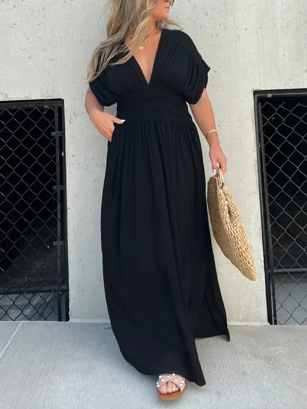Dazira Dress | V-Neck Maxi Dress with Flowy Fit and Lightweight Summer Fabric