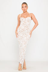 White Lace Floral Embroidered Sleeveless Maxi Dress