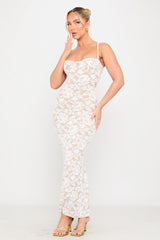 White Lace Floral Embroidered Sleeveless Maxi Dress