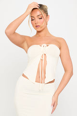Cream Tie Detail Split Front Top & Maxi Skirt Co-Ord