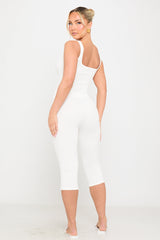 White Corset Tie Front Top & Capri Pants Co-Ord