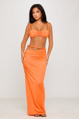 Orange Rope Detail Ruched Top & Maxi Skirt Co-Ord