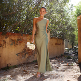 Bianca Evening Dress | Satin One-Shoulder Maxi Dress with Slit
