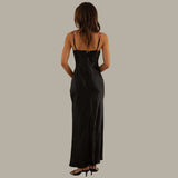 Carvella Satin Slip Dress | Light Green Bodycon Dress with Floral Embroidered Bust and Straps