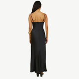 Carvella Satin Slip Dress | Light Green Bodycon Dress with Floral Embroidered Bust and Straps