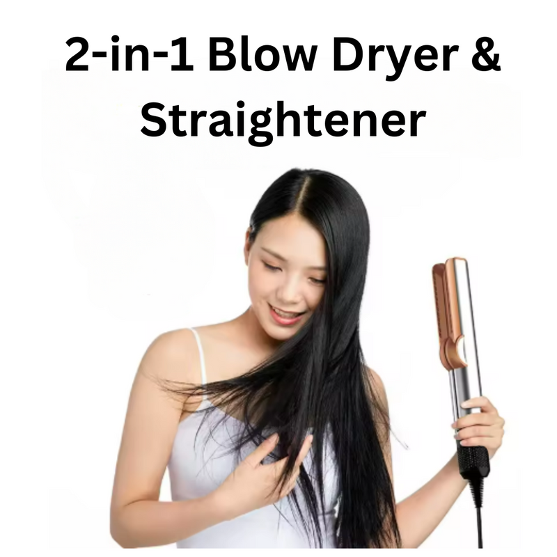 Hair Styling Tool | 2-in-1 Hot Air Brush Straightener