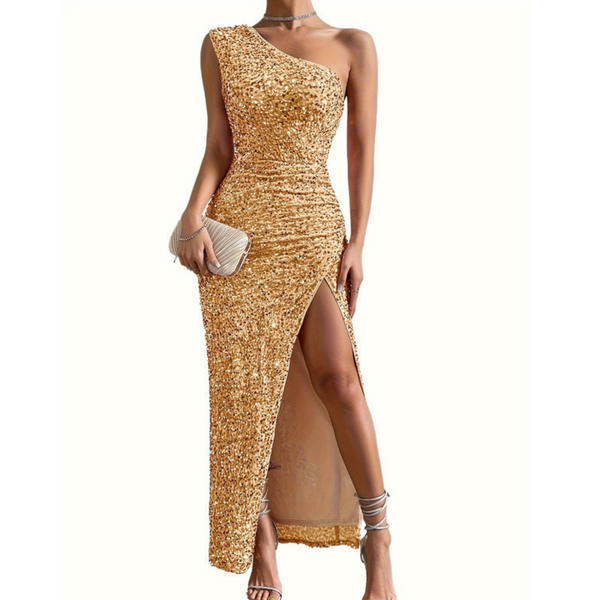 Blair Party Dress | One-Shoulder Glitter Bodycon Dress for Women