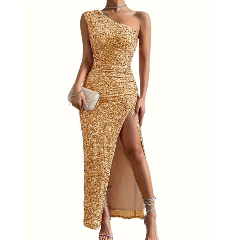 Blair Party Dress | One-Shoulder Glitter Bodycon Dress for Women