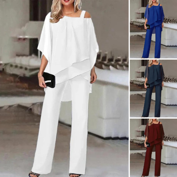 Verlaine Two-Piece Set | Asymmetric Top & Wide-Leg Pants