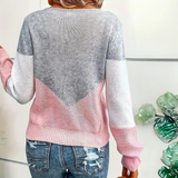 Eliza Sweater | Colorblock Knit Sweater with Mesh Details