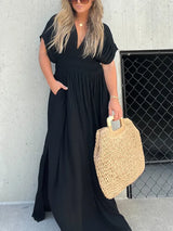 Dazira Dress | V-Neck Maxi Dress with Flowy Fit and Lightweight Summer Fabric