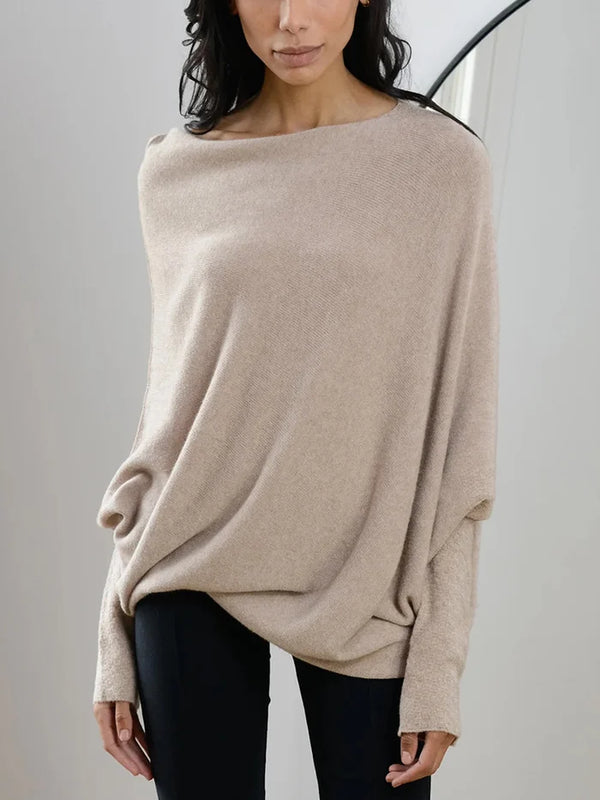 Gladys Sweater | Asymmetric Draped Off-Shoulder Jumper