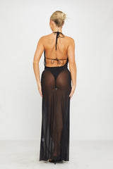Black Sheer Mesh Halterneck Overlay Bikini Co-Ord