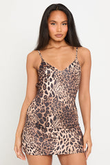 Leopard Print Open Back Cami Mini Dress