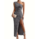 Blair Party Dress | One-Shoulder Glitter Bodycon Dress for Women