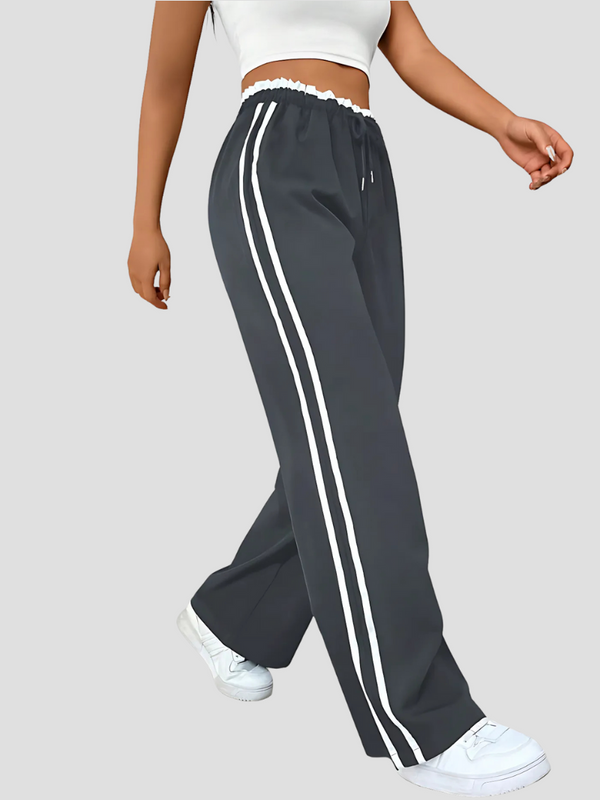 Cysaria Sweatpants | Wide-Leg Track Pants with White Side Stripes for Women