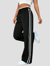 Cysaria Sweatpants | Wide-Leg Track Pants with White Side Stripes for Women