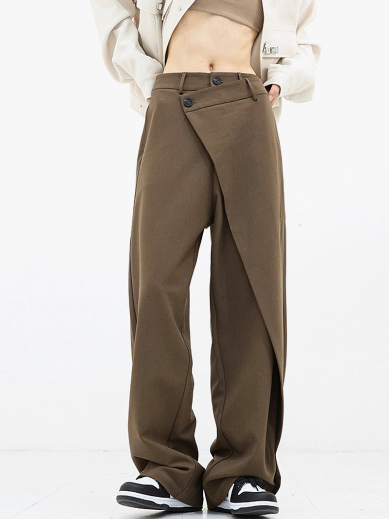 Windra Trousers | Asymmetrical High-Waist Wide-Leg Pants