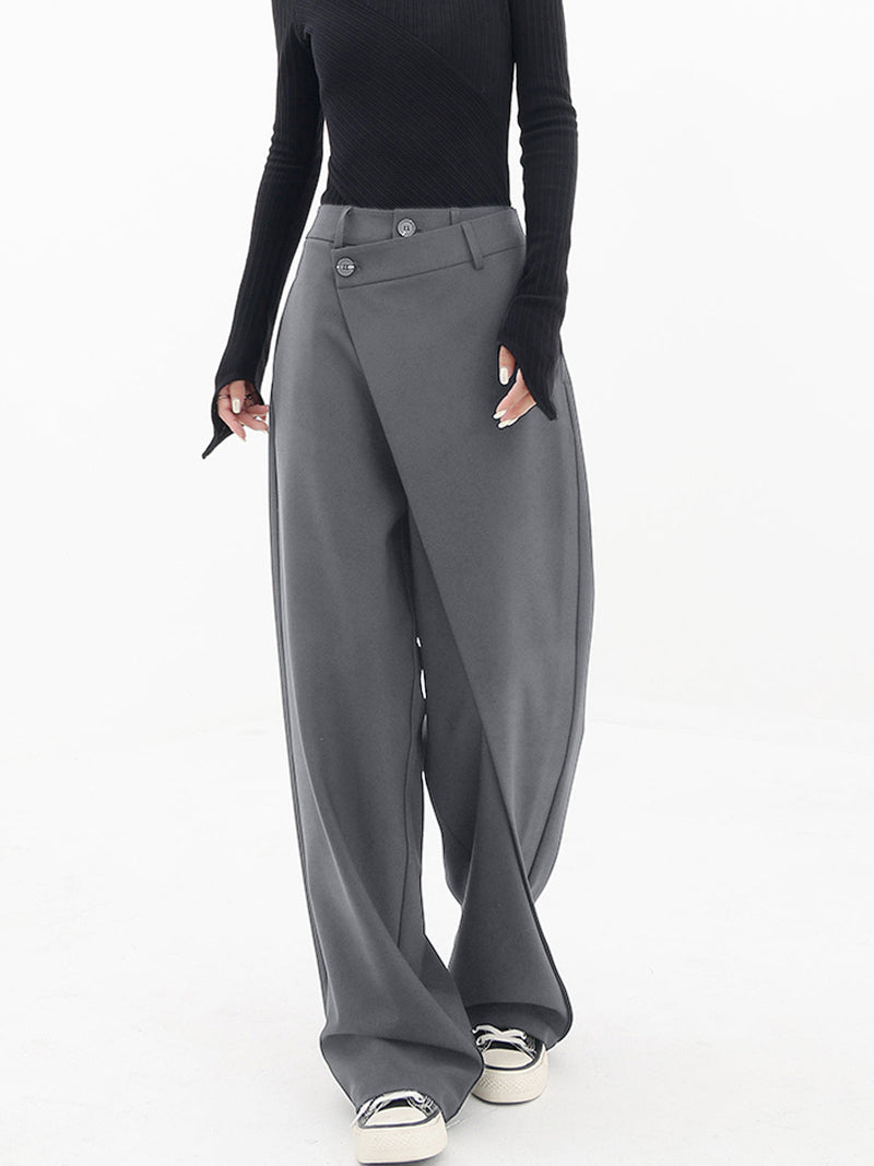 Windra Trousers | Asymmetrical High-Waist Wide-Leg Pants