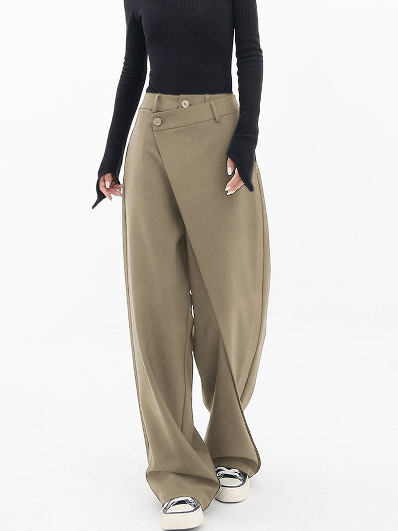 Windra Trousers | Asymmetrical High-Waist Wide-Leg Pants