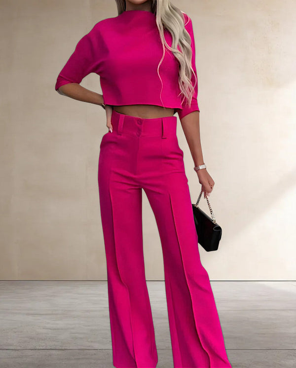 Issie Set | 3/4 Sleeve Top and Wide-Leg Pants Set