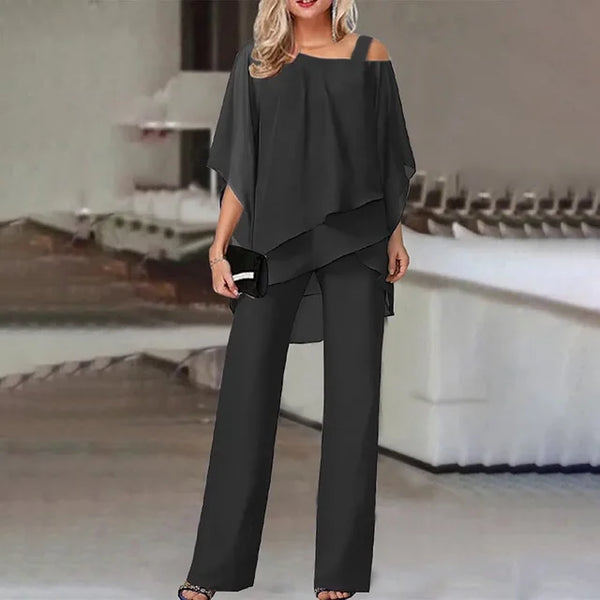 Verlaine Two-Piece Set | Asymmetric Top & Wide-Leg Pants