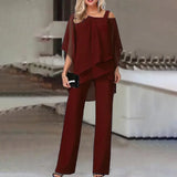 Verlaine Two-Piece Set | Asymmetric Top & Wide-Leg Pants