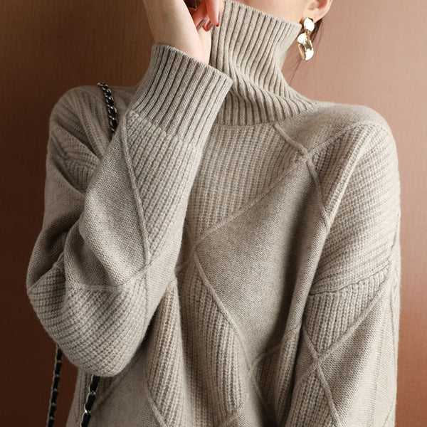 Ginny Sweater | Geometric Pattern Turtleneck Sweater