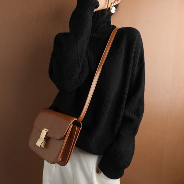 Ginny Sweater | Geometric Pattern Turtleneck Sweater