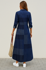 Basmine Denim Dress | Long Relaxed-Fit Maxi Shirt Dress for Women