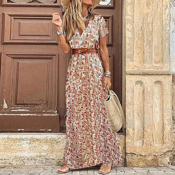 Viera Dress | Elegant V-Neck Maxi Dress for Women
