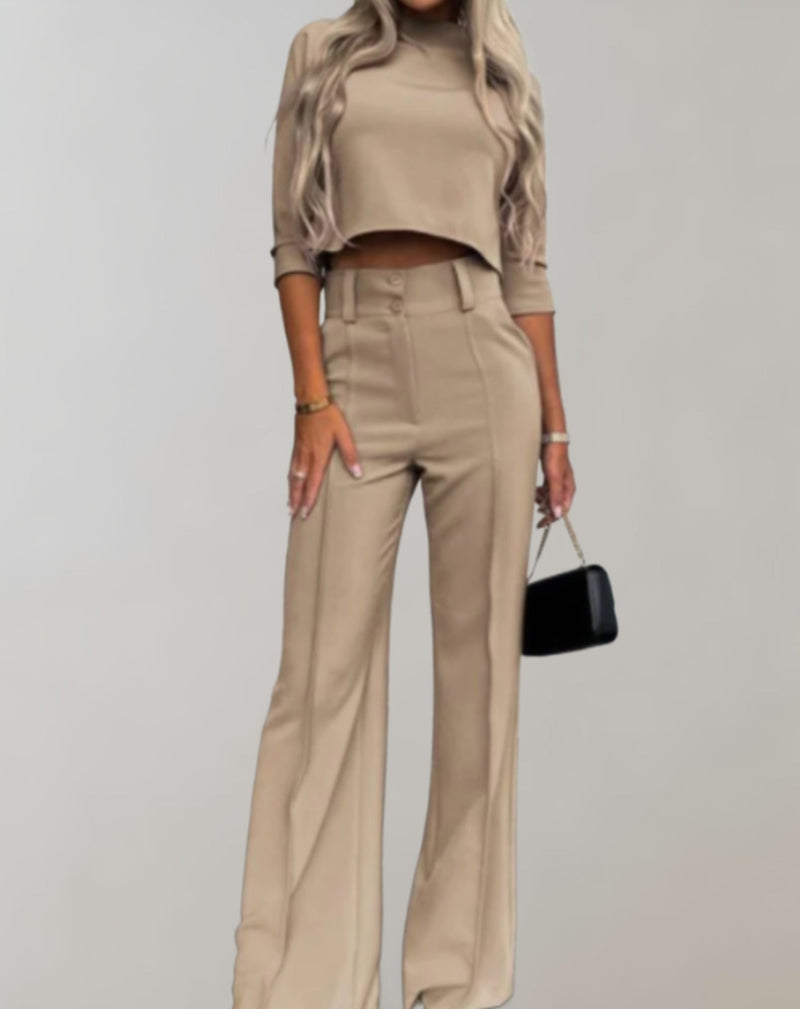 Udelia Set | Two-Piece Wide-Leg Pants & 3/4 Sleeve Top