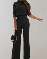 Udelia Set | Two-Piece Wide-Leg Pants & 3/4 Sleeve Top