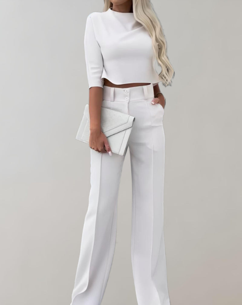 Udelia Set | Two-Piece Wide-Leg Pants & 3/4 Sleeve Top