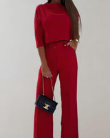 Udelia Set | Two-Piece Wide-Leg Pants & 3/4 Sleeve Top