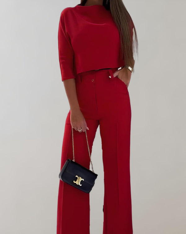 Udelia Set | Two-Piece Wide-Leg Pants & 3/4 Sleeve Top