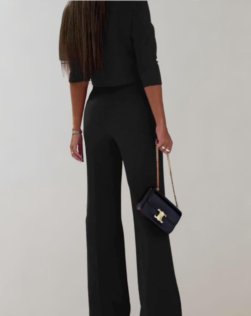 Udelia Set | Two-Piece Wide-Leg Pants & 3/4 Sleeve Top
