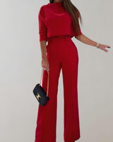 Udelia Set | Two-Piece Wide-Leg Pants & 3/4 Sleeve Top