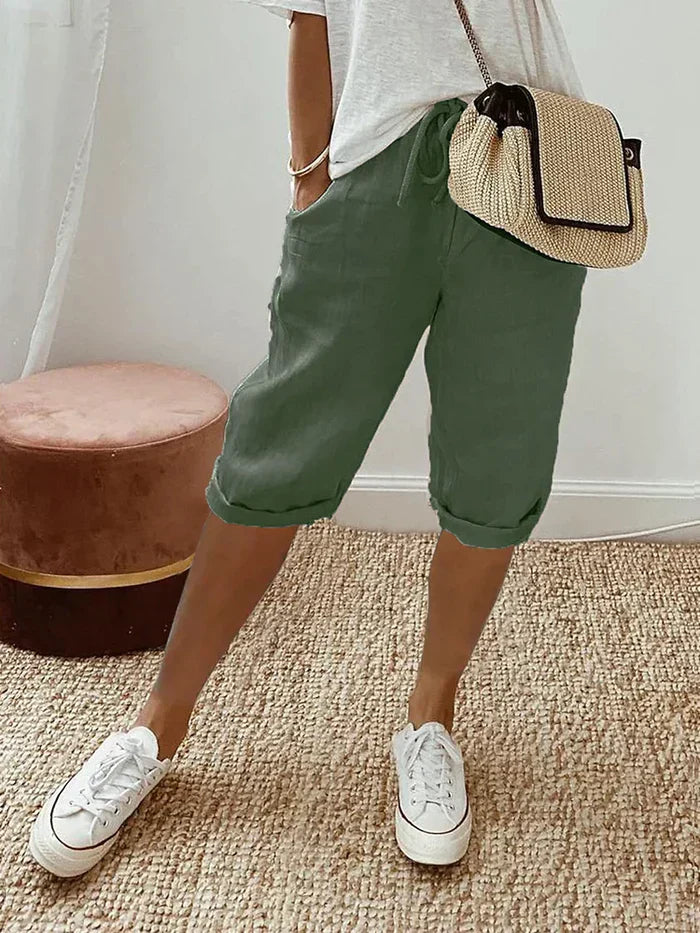 Fylara Shorts | Women’s Cotton-Linen Summer Shorts with Elastic Waist and Relaxed Lightweight Fit