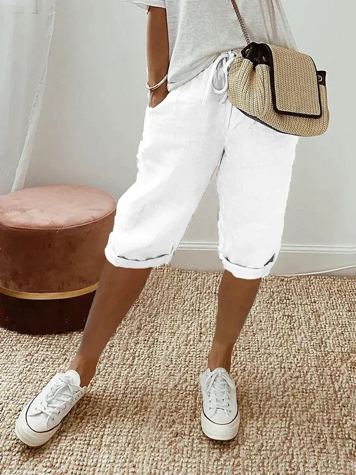 Fylara Shorts | Women’s Cotton-Linen Summer Shorts with Elastic Waist and Relaxed Lightweight Fit