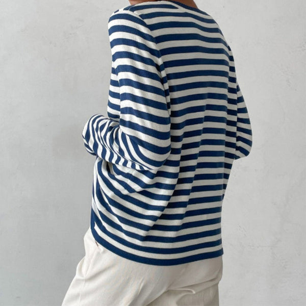 Emma T-Shirt | Elegant Striped Long Sleeve Top
