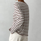 Emma T-Shirt | Elegant Striped Long Sleeve Top