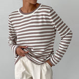 Emma T-Shirt | Elegant Striped Long Sleeve Top