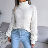 Finola Turtleneck Sweater | Cozy White Knit with Roll-Neck