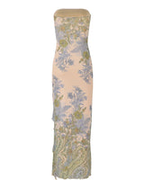 Cadrienne Maxi Dress | Strapless Floral Bodycon Maxi Dress with Side Slit for Women