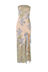 Cadrienne Maxi Dress | Strapless Floral Bodycon Maxi Dress with Side Slit for Women